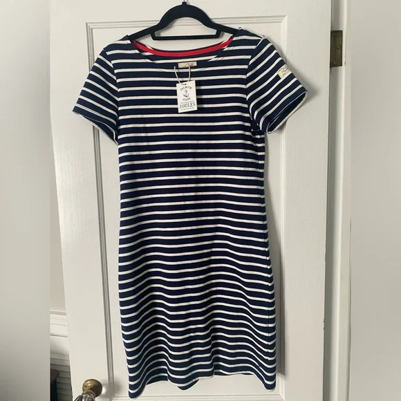 Joules Riviera Dress - Striped round neck 100% cotton dress - US6 /UK10 - Picture 3 of 12